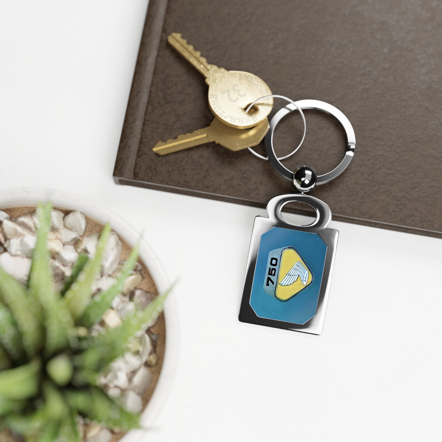 Honda CB750 Four K0 Blue Classic Japanese Motorcycle Rectangle Photo Keychain, Made in USA