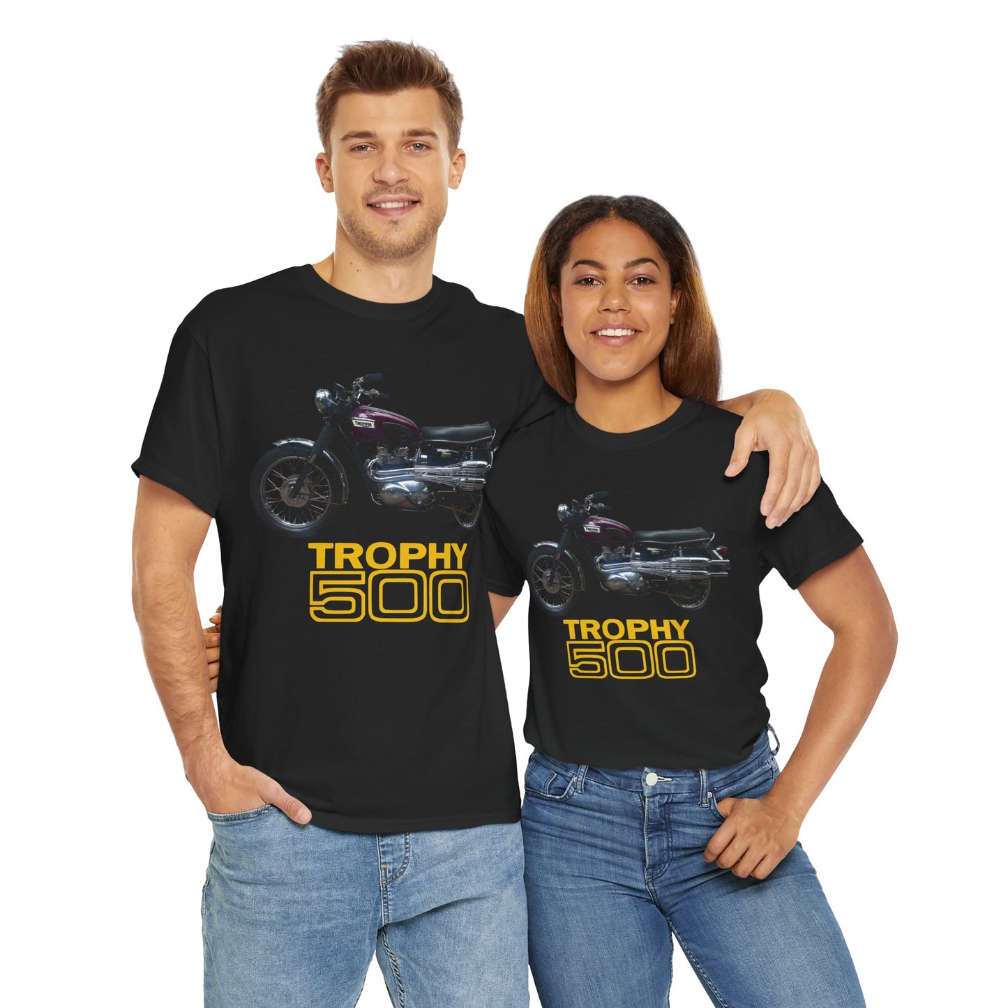 Triumph Trophy 500cc Classic British Motorcycle Unisex Heavy Cotton Tee