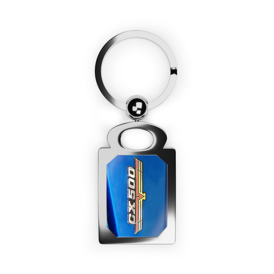 Honda CX500 Blue Classic Japanese Motorcycle Rectangle Photo Keychain, Made in USA