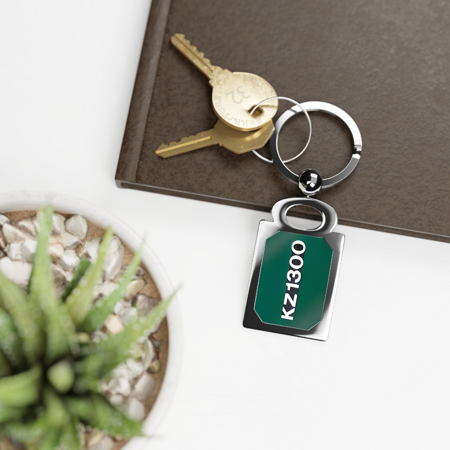 Kawasaki KZ1300 Classic Japanese Motorcycle Rectangle Photo Keychain Keyring , Made in USA