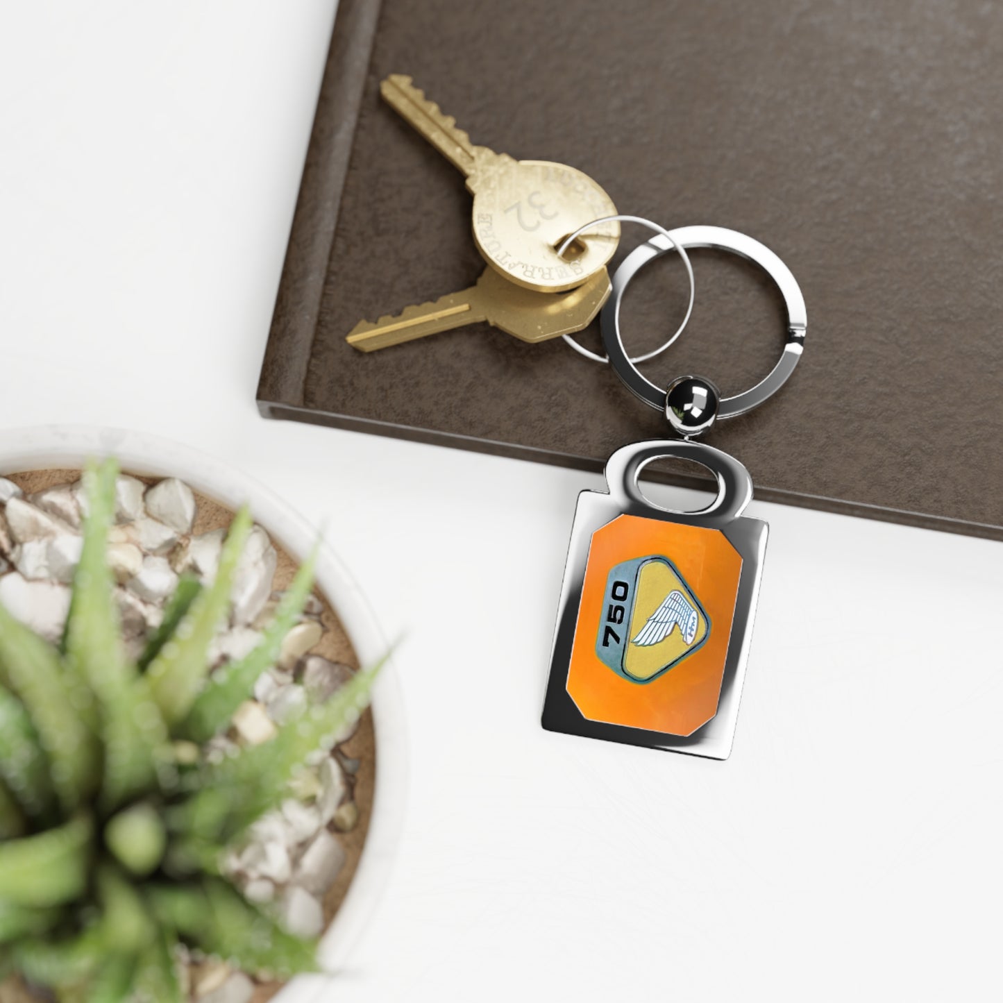 Honda CB750 Four K0 Gold Classic Japanese Motorcycle Rectangle Photo Keychain, Made in USA