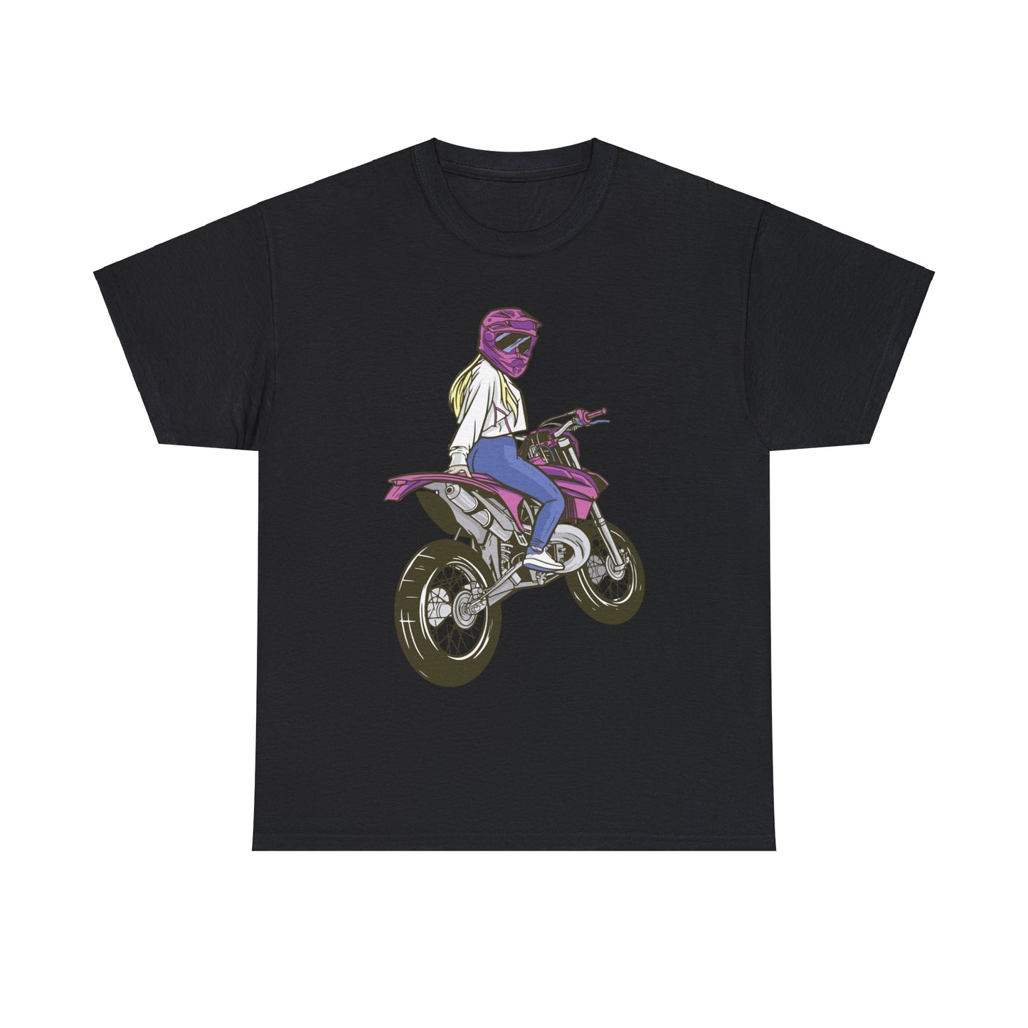 Girl Moto X Motorcycle Dirt BikeUnisex Heavy Cotton Tee