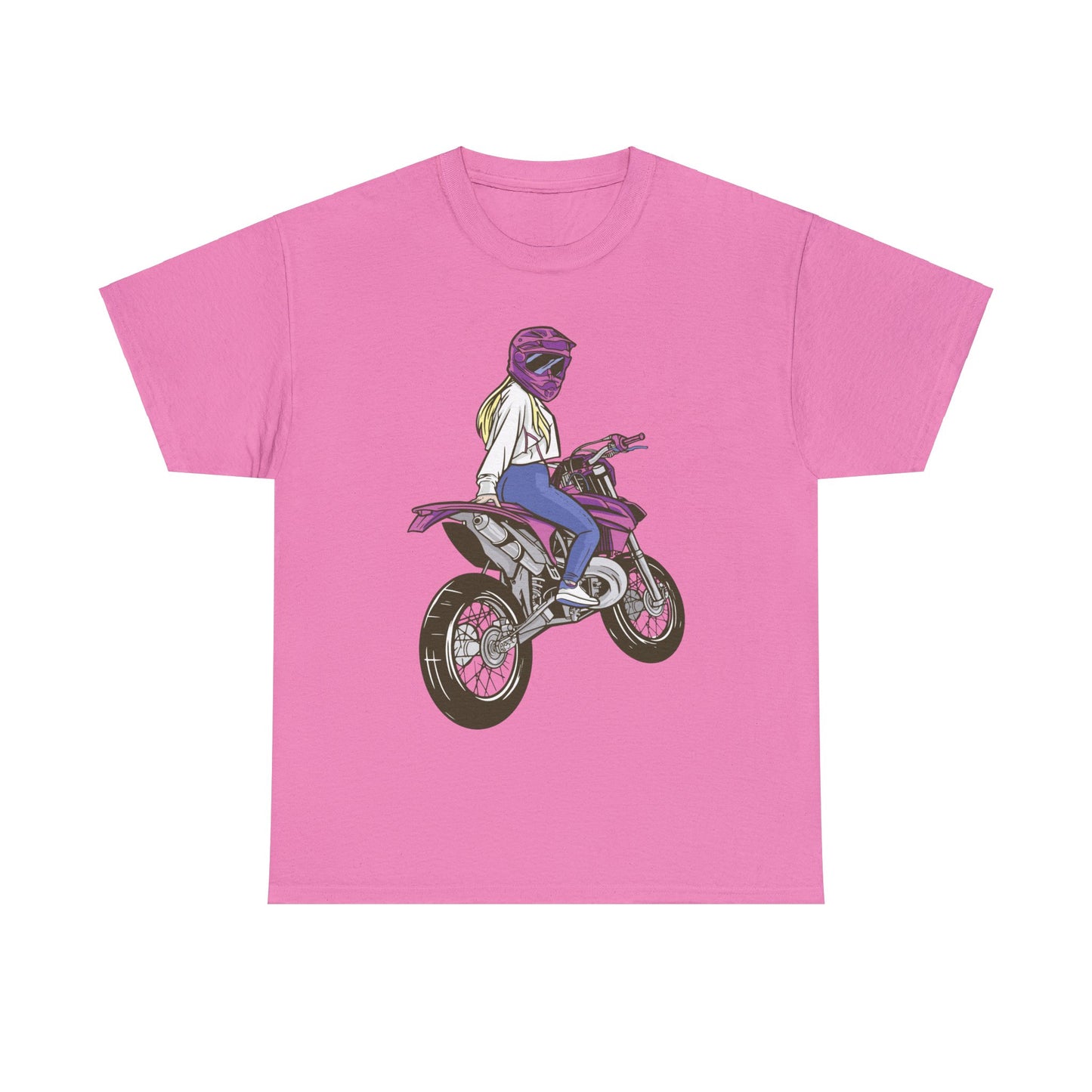 Girl Moto X Motorcycle Dirt BikeUnisex Heavy Cotton Tee