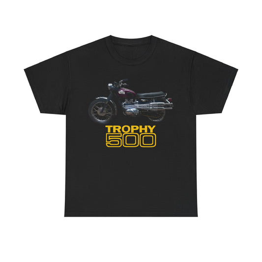 Triumph Trophy 500cc Classic British Motorcycle Unisex Heavy Cotton Tee