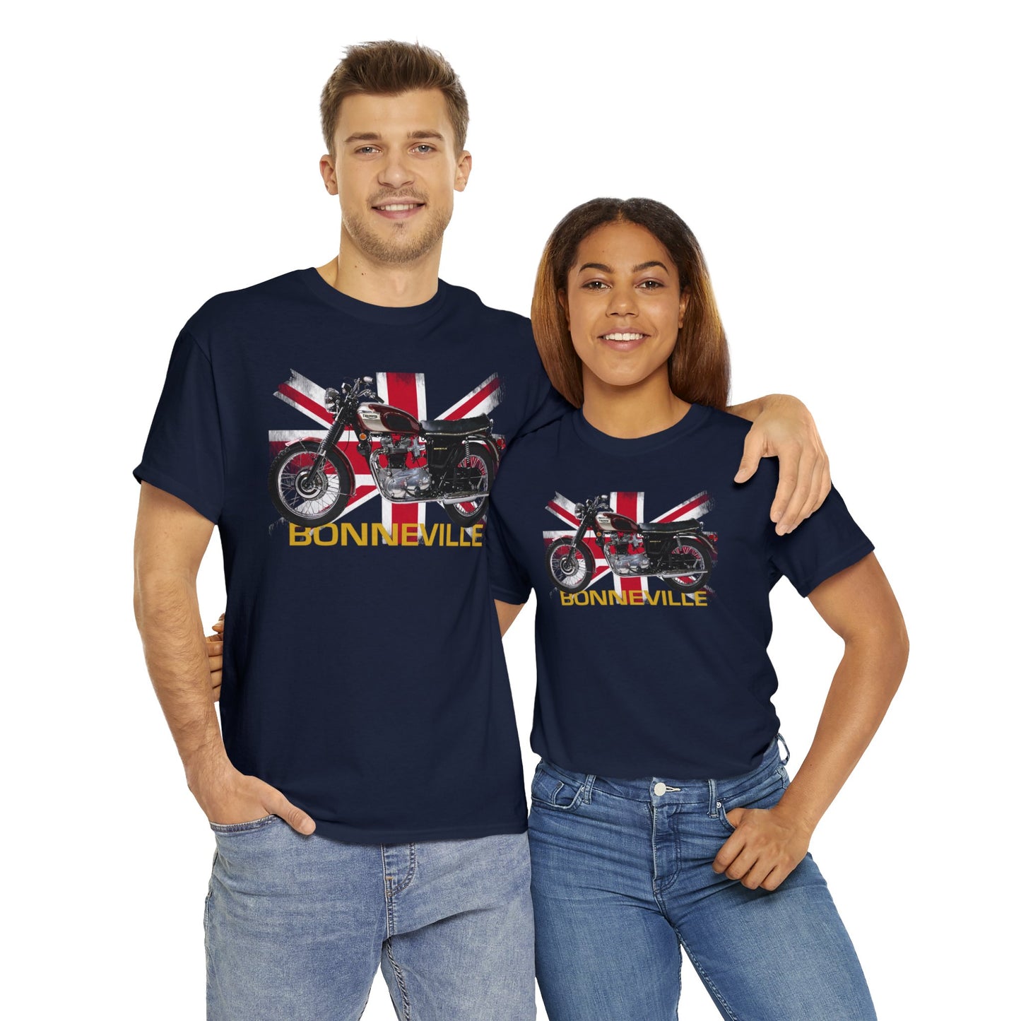 Bonneville Union Jack Classic British Motorcycle T Shirt