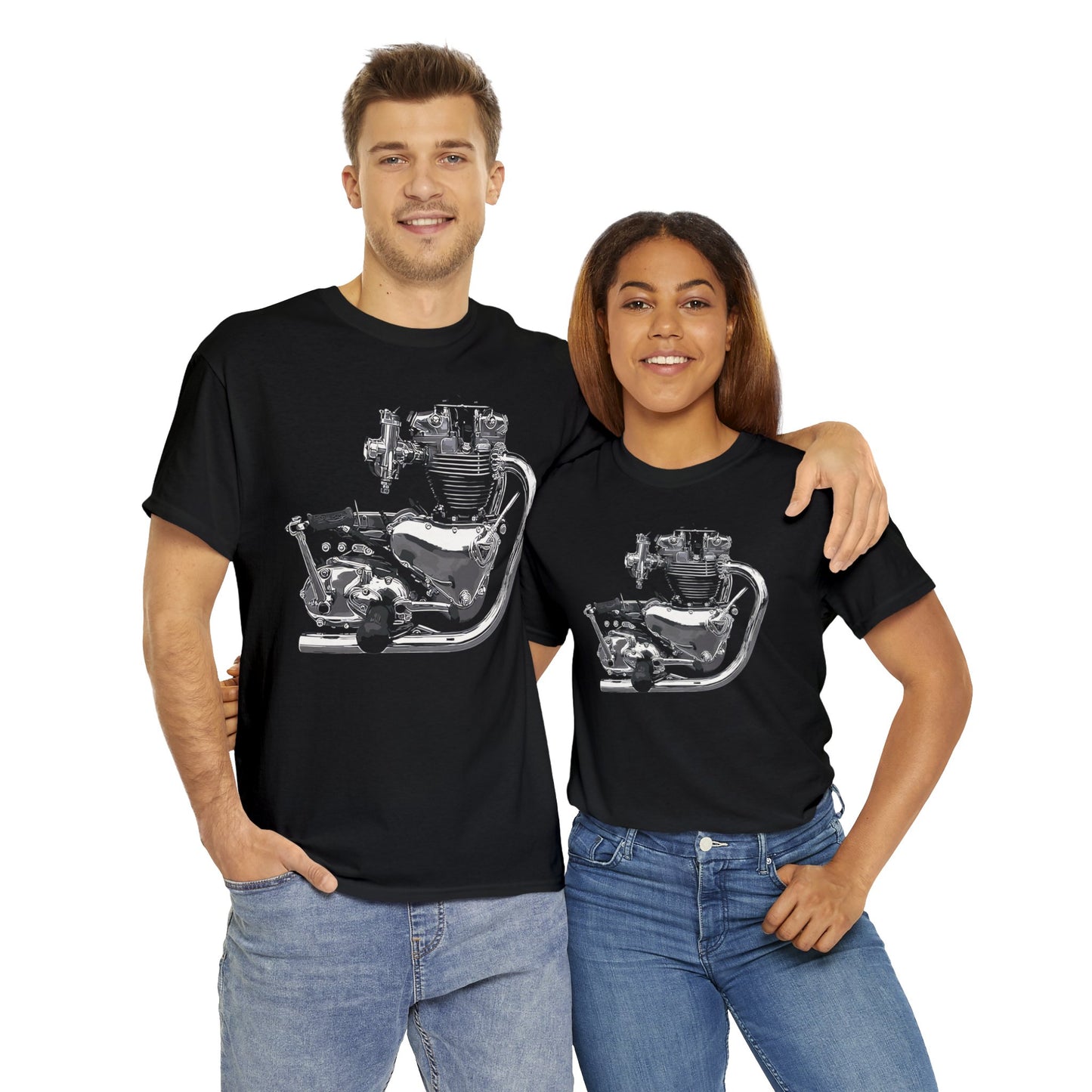 Bonneville T100 500cc Classic British Motorcycle Unisex Heavy Cotton Tee